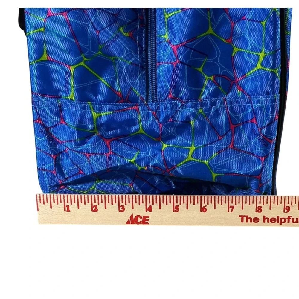 Outdoor Products Blue Neon Geometric Web Duffel Bag‎ Travel Gym Sporty Retro